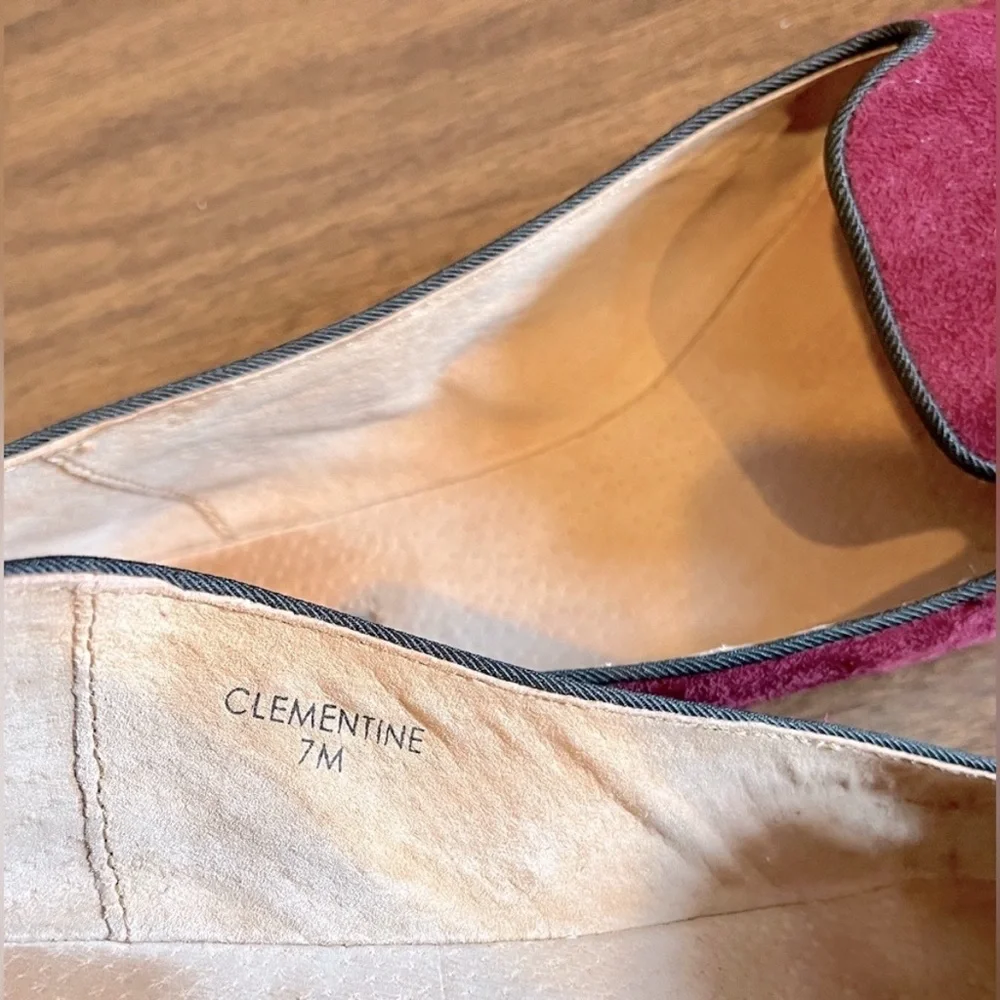 Tahari ‘Clementine’ Burgundy Suede Smoking Slipper Loafers, Size 7